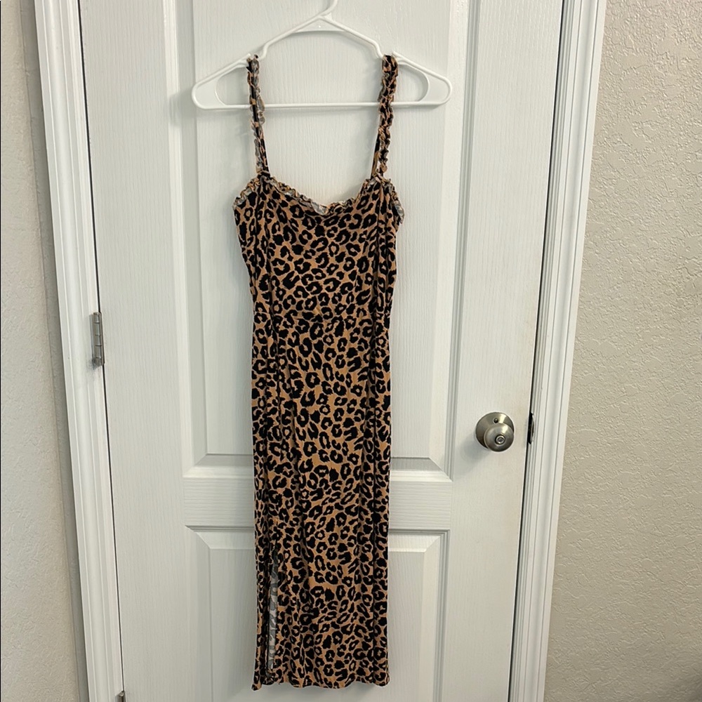 Leopard Print Spaghetti Strap Dress